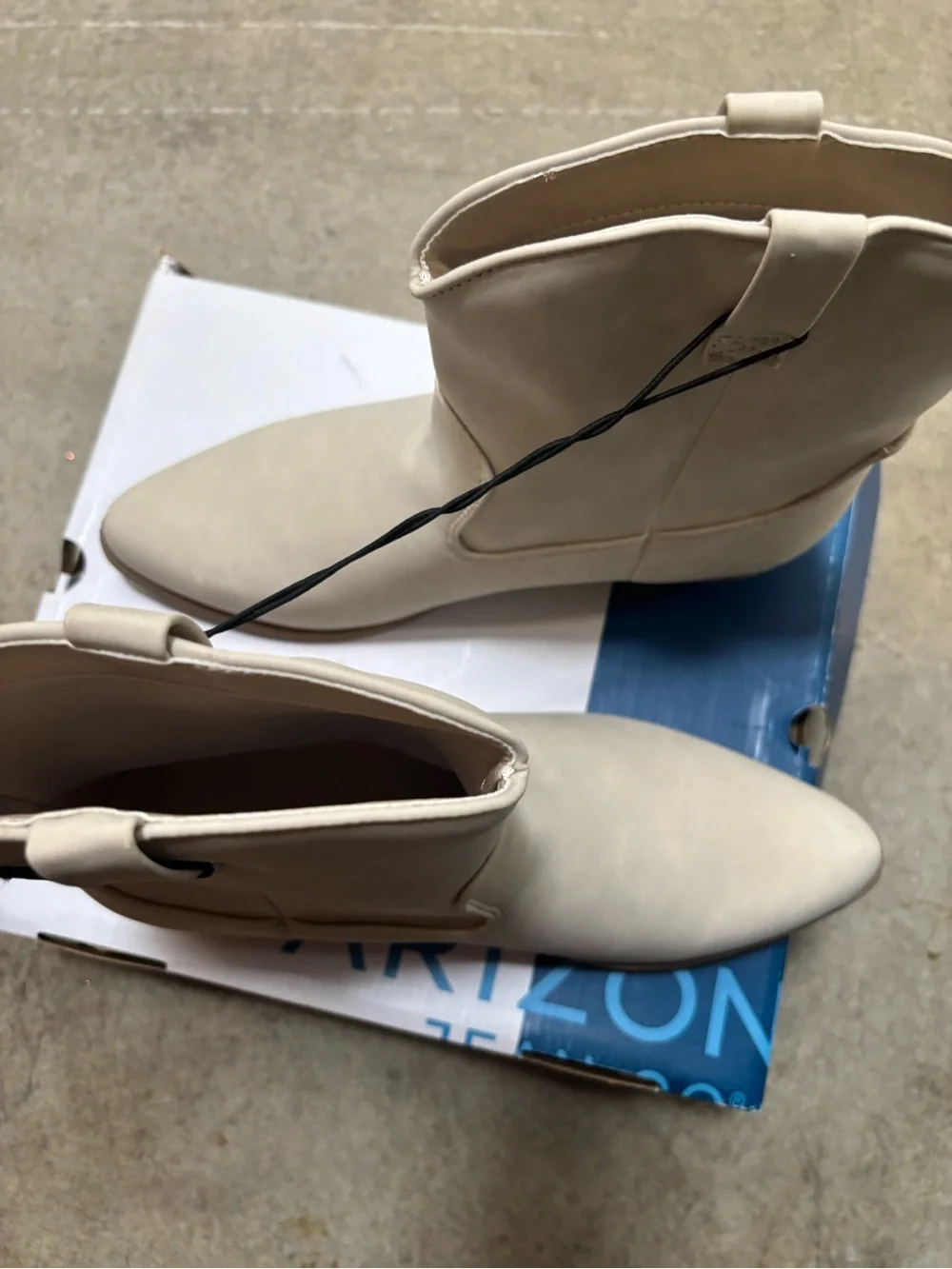 Arizona Jean Company Cream Pointed Toe Mid-Calf Boots